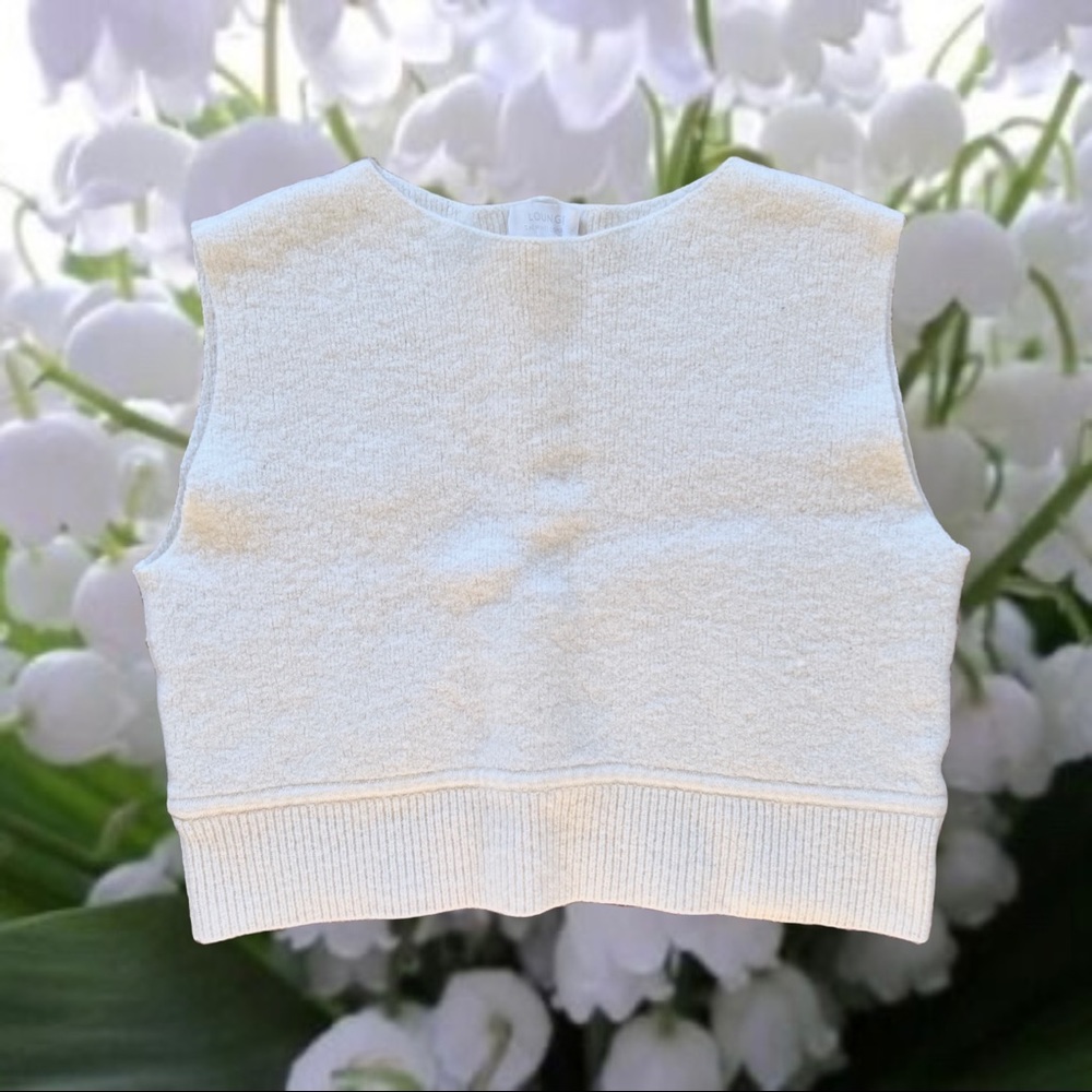 Vintage Cashmere/Wool White Cropped Sweater Vest